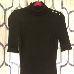 Black turtle neck sweater with above elbow sleeves by White HouseBM, size S.